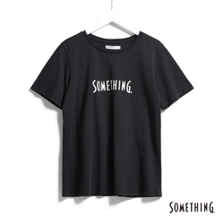 SOMETHING 基本LOGO短袖T恤-女-黑色