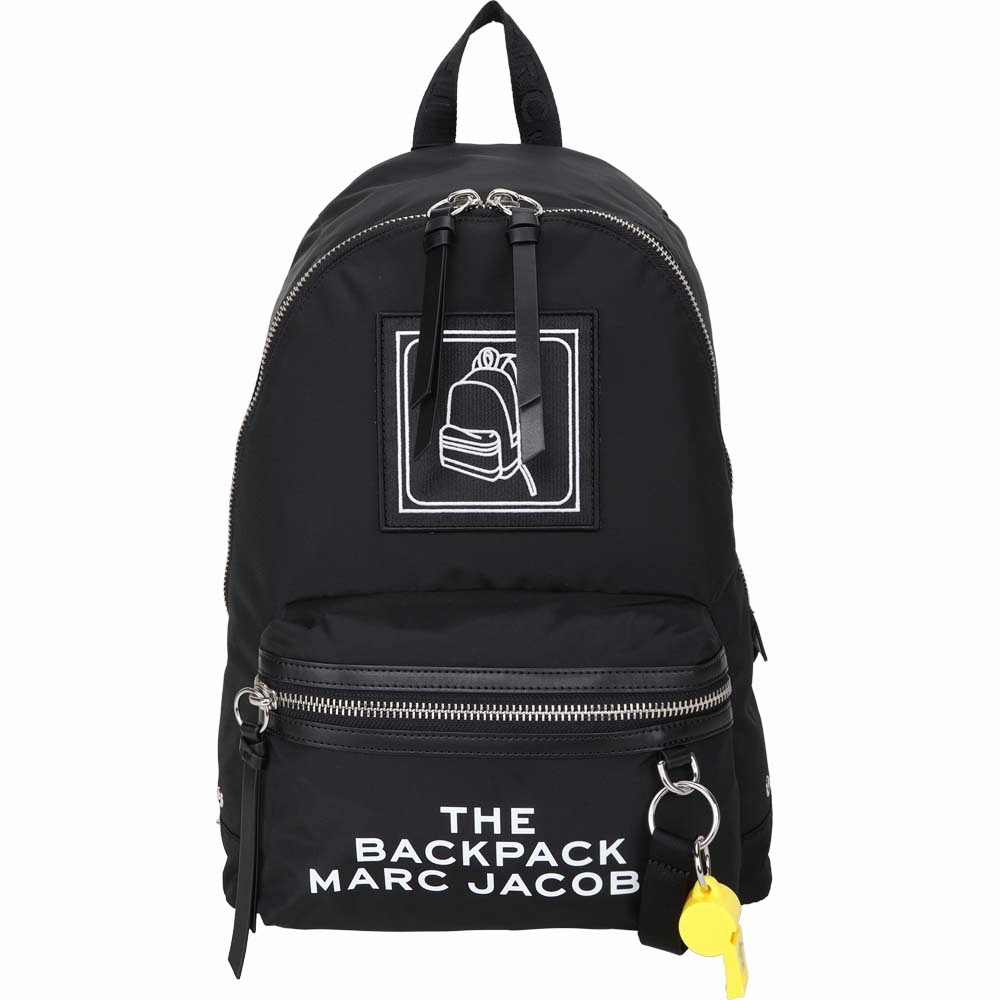 MARC JACOBS The Pictogram 哨子吊飾字母尼龍後背包(黑色)