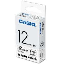 CASIO 標籤機專用色帶-12mm【共有9色】白底黑字-XR-12WE1