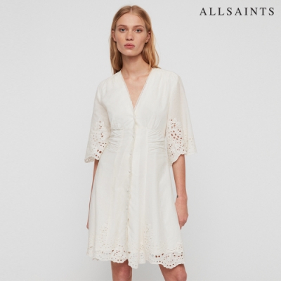 ALLSAINTS UNA 純棉舒適V領半袖短洋裝