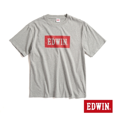 EDWIN 斑駁BOX LOGO短袖T恤-男-麻灰色
