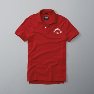 AF a&f Abercrombie & Fitch 男短袖 polo衫 紅色 1966