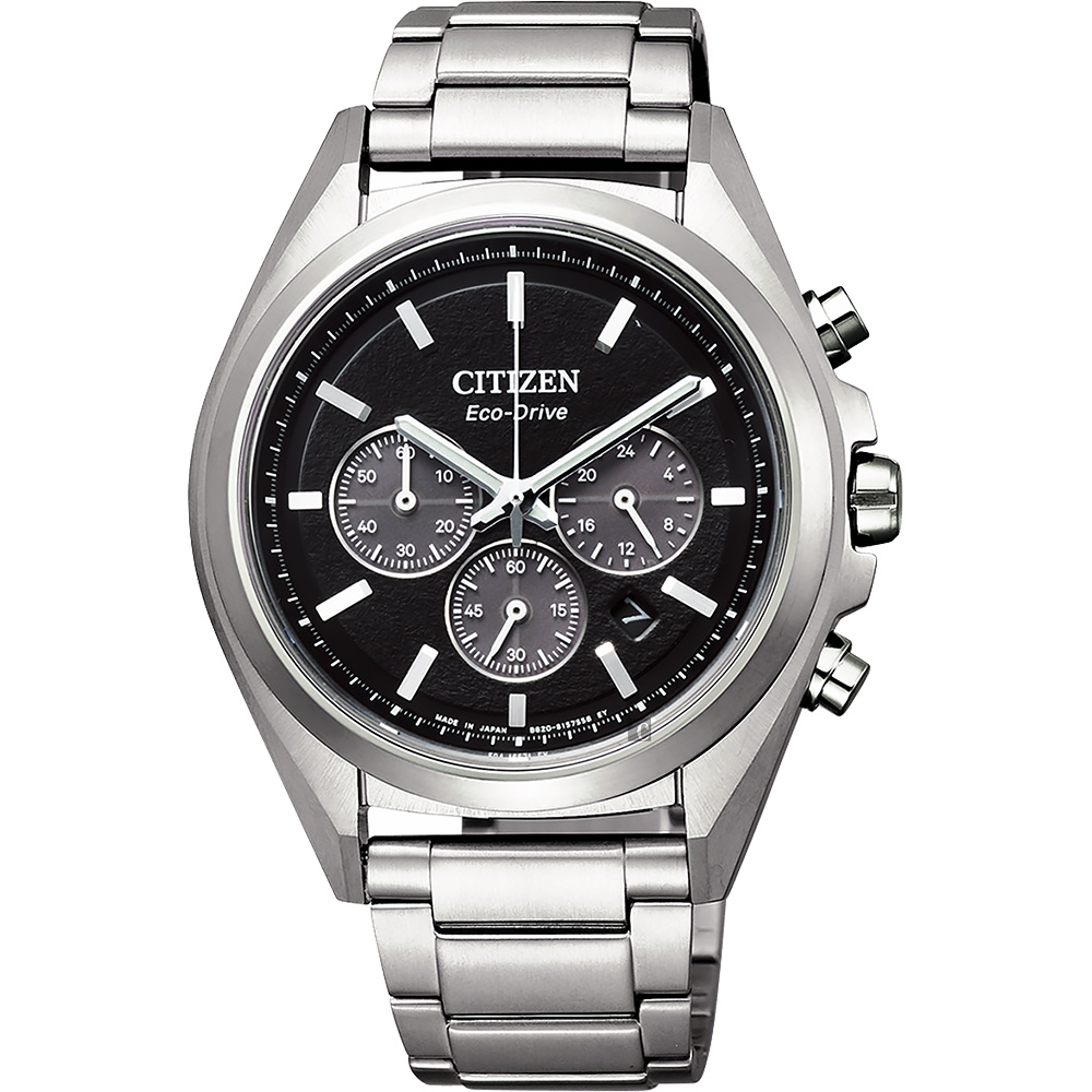 CITIZEN 星辰 光動能超級鈦計時手錶-黑/41mm CA4390-55E