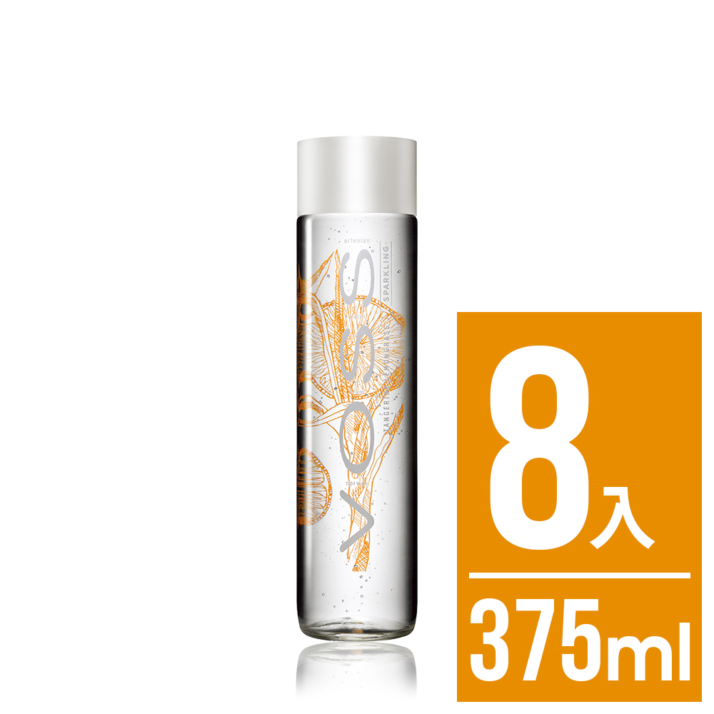 VOSS挪威芙絲 柑橘檸檬草風味氣泡礦泉水8入x375ml(時尚玻璃瓶)