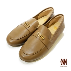 SM 個性金屬釦羊皮紳士樂福鞋(棕色)