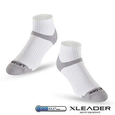 LEADER ST-06 Coolmax專業排汗除臭 機能運動襪 男款 白灰