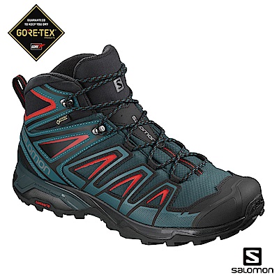 Salomon 中筒登山鞋 GORETEX防水 男 X ULTRA 3 青