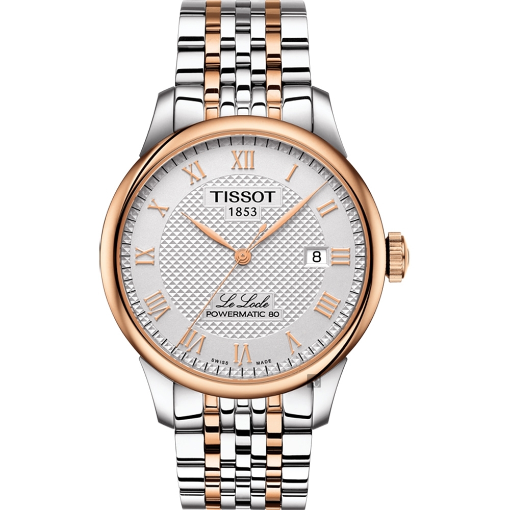 TISSOT 天梭 官方授權 Le Locle 80小時動力儲存機械錶 迎春好禮-銀x雙色/39mm T0064072203300