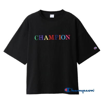 Champion Women s彩色Logo寬鬆短Tee(黑色)