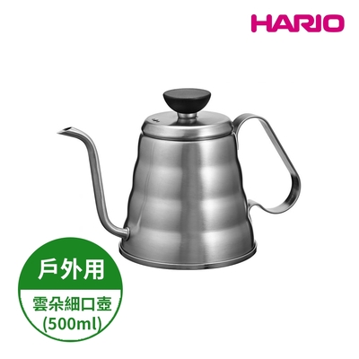 【HARIO】V60戶外旅行露營登山用不鏽鋼迷你雲朵手沖細口壺 500ml O-VKB-70-HSV (可直火金屬細嘴手沖壺 戶外露營系列)