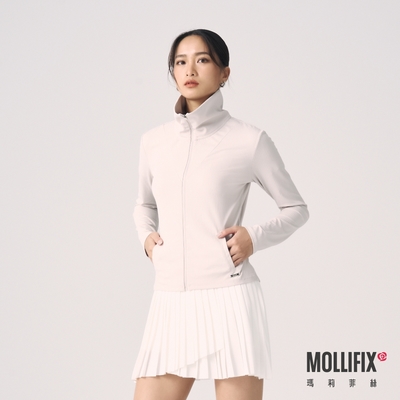 Mollifix 瑪莉菲絲 極致修身羅紋訓練外套 (冰河白)、瑜珈服、運動外套、瑜珈上衣、薄外套