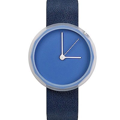 AÃRK 寶藍極簡主義真皮革腕錶 -藍色/38mm