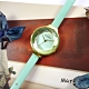 rumba time 紐約品牌 切割玻璃鏡面 日本機芯 真皮手錶-湖水綠x金框/30mm product thumbnail 1