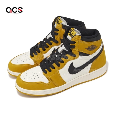 Nike 休閒鞋 Jordan 1 Retro High OG GS 大童 女鞋 黃 黑 AJ1 FD1437-701