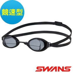 【SWANS 日本】競速款防霧泳鏡(IGNITION-N黑/抗UV/游泳/視野加大/防霧/矽膠軟墊)
