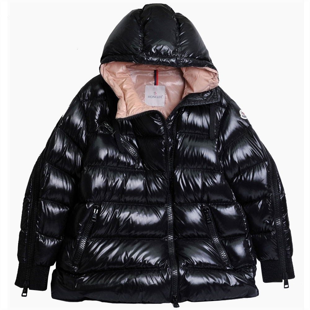 MONCLER Lirlope 系列經典羽絨車縫非對稱的拉鍊連帽外套(2號/女款)