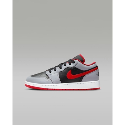 NIKE AIR JORDAN 1 LOW (GS) 男女大童休閒鞋-黑灰紅-553560060