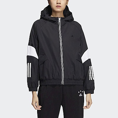 adidas foc wvn jkt hy2811 女 連帽外套 運動 訓練 休閒 經典 穿搭 亞洲版 黑白