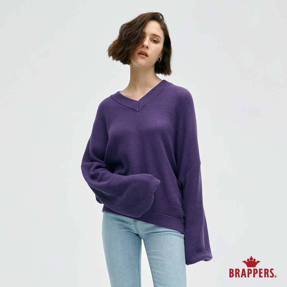BRAPPERS 女款 典雅V領拋袖線衫-紫