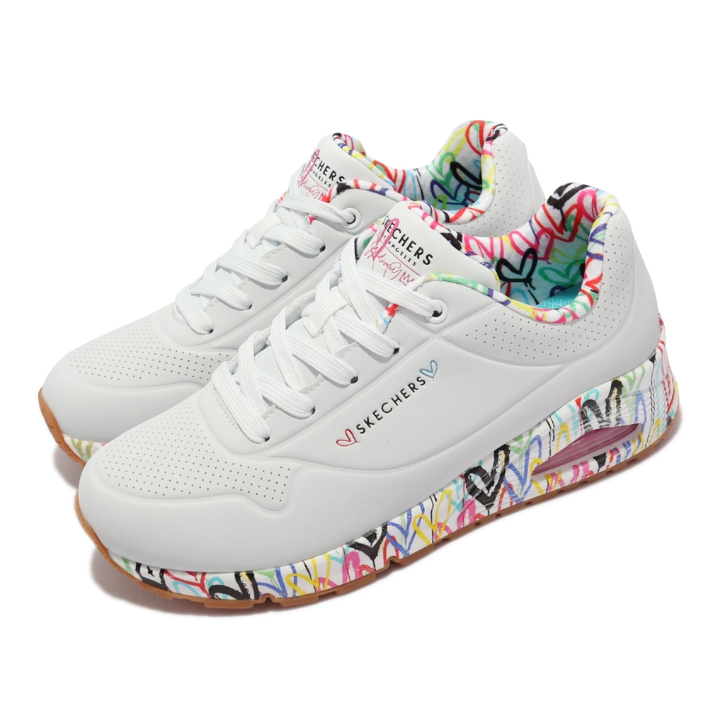 Skechers 休閒鞋 Uno Loving Love 聯名 女鞋 氣墊 Lovewall 支撐 緩衝 耐磨 白 多 155506-WHT