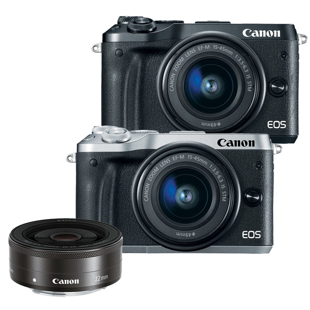 CANON EOS M6+15-45mm+EF-M 22mm 雙鏡組*(中文平輸)