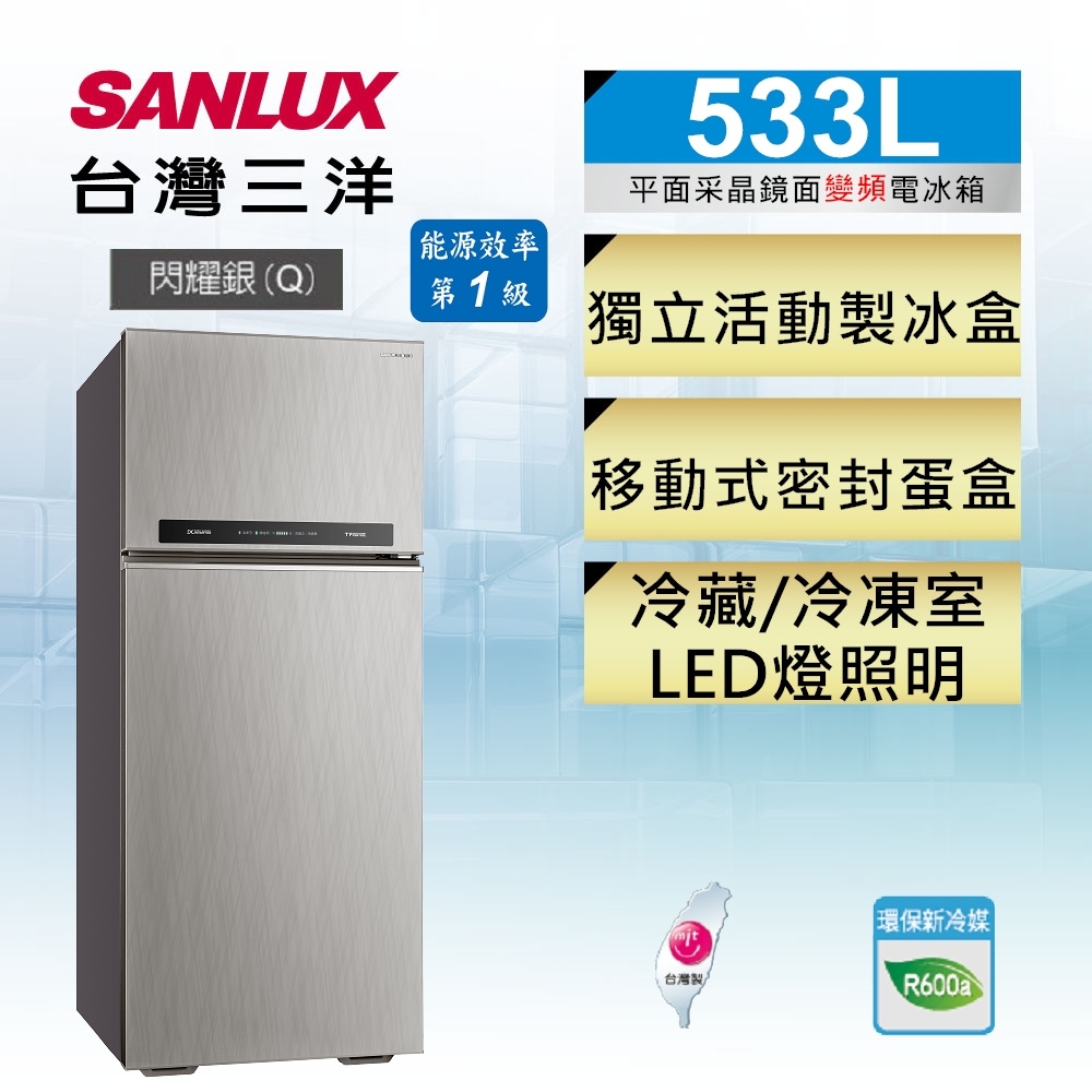 SANLUX台灣三洋 533L 1級變頻2門電冰箱 SR-C533BV1A