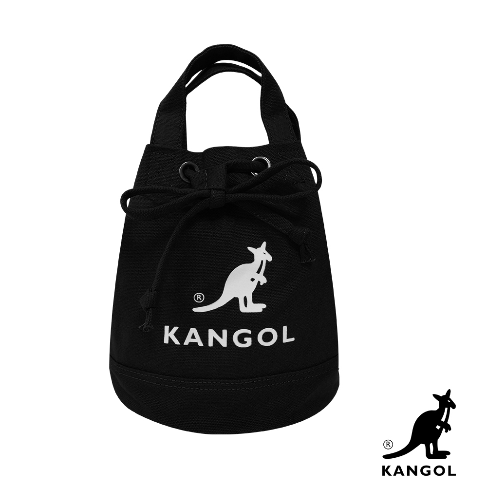 KANGOL 韓版玩色系列-帆布斜背水桶包-黑KGC1214