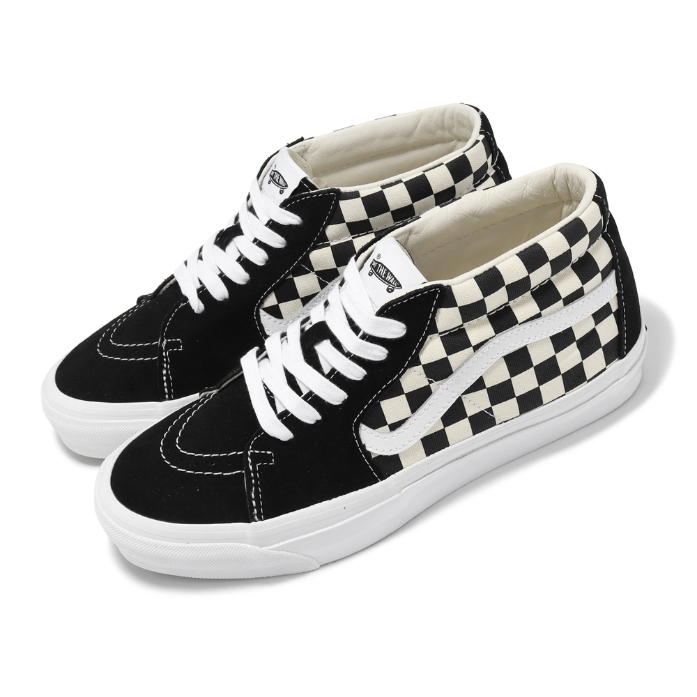 Vans 休閒鞋 Sk8-Mid Reissue 83 男鞋 米白 黑 棋盤格 麂皮 板鞋 VN000CQQ2BO