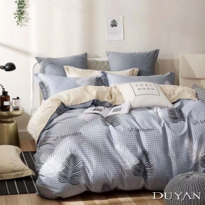 DUYAN竹漾 100%精梳純棉 雙人床包三件組-淺淺葉影 台灣製