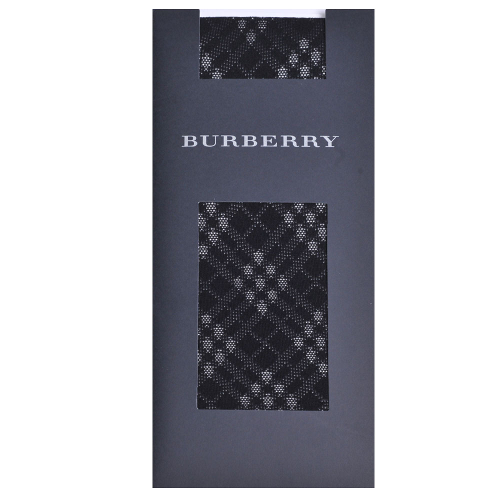 BURBERRY 經典品牌格紋花紋半統襪(黑色)