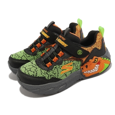 Skechers 休閒鞋 S Lights-Dino-Lights 中童鞋 暴龍系列 閃燈 燈鞋 魔鬼氈 400615LBKOR