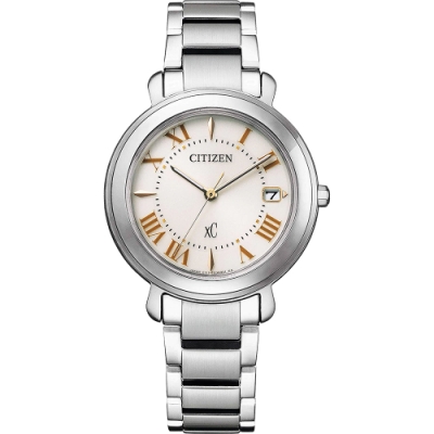 CITIZEN 星辰 XC 光動能女錶 母親節禮物-象牙白/33mm EO1200-52A