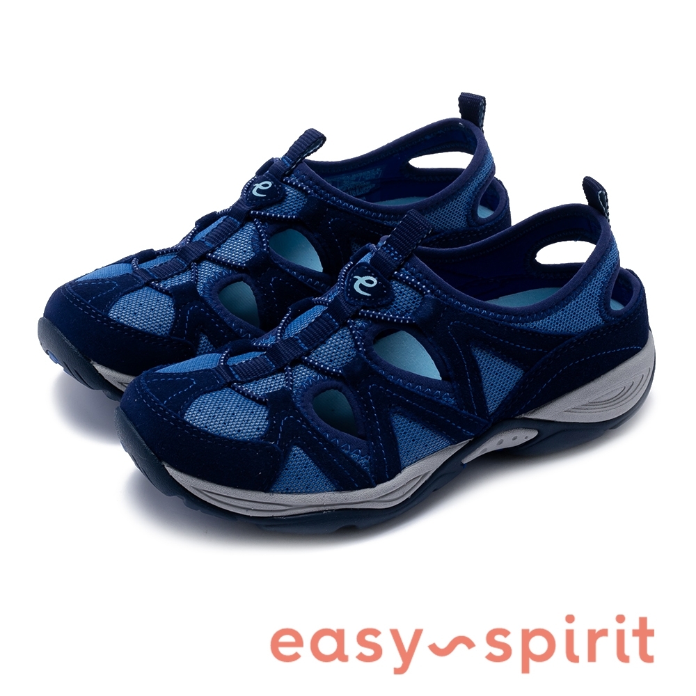 Easy Spirit-seEARTHEN 多彩多色 後跟鏤空撞色涼休閒鞋-深藍