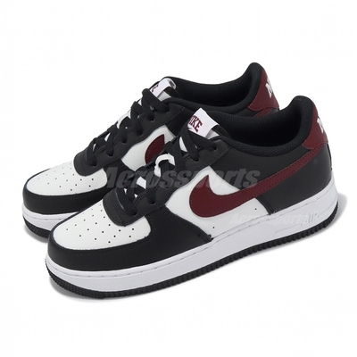 NIKE 休閒鞋 女鞋 大童 運動鞋 皮革 AIR FORCE 1 GS 黑紅 FZ4351-001