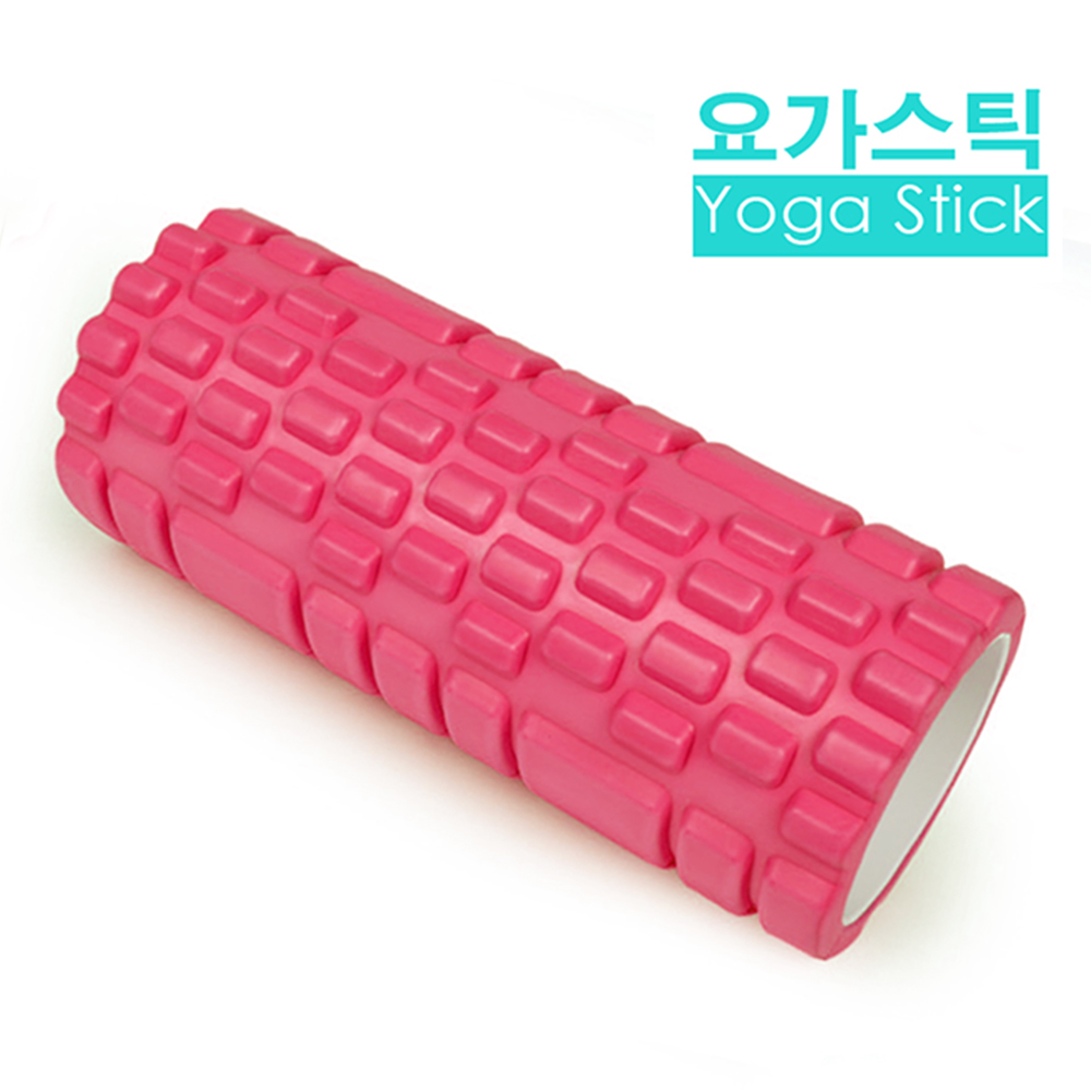 韓國熱銷 瑜珈按摩滾輪 瑜珈棒 瑜珈柱 粉紅 - 快速到貨