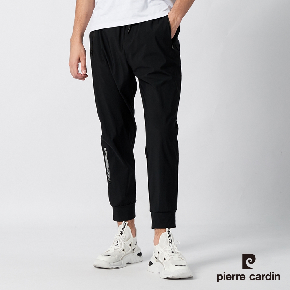 Pierre Cardin皮爾卡登 男女款 冰絲涼感透氣彈力機能褲(多款任選) (男款(束口)-黑色)