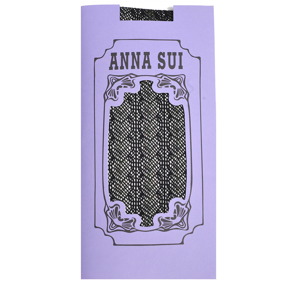 ANNA SUI 可愛愛心疊紋彩蔥靜電防止加工半統網襪(黑)