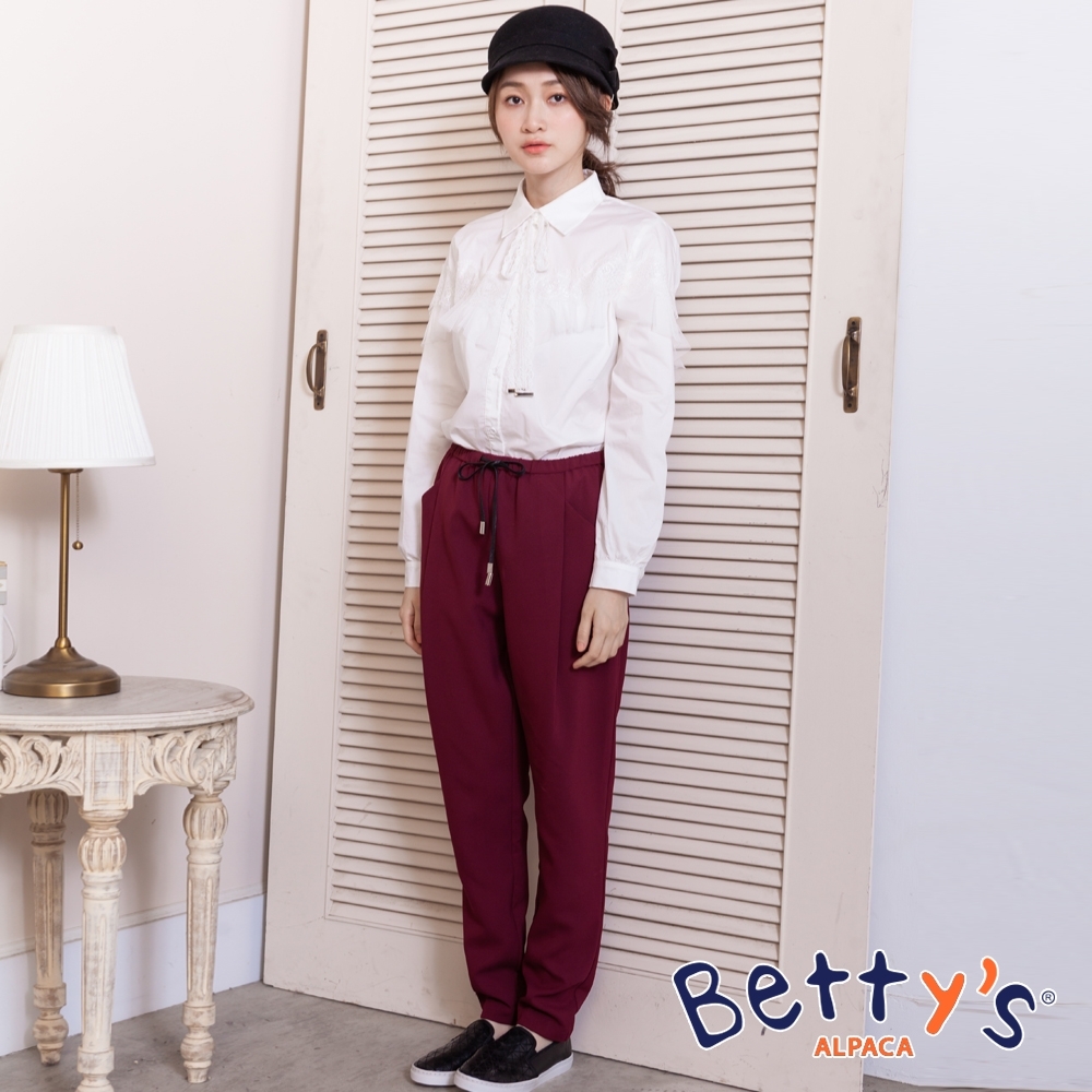 betty’s貝蒂思　率性腰間鬆緊打摺褲(酒紅色)