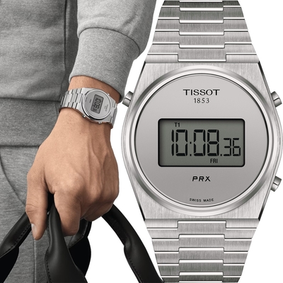 TISSOT 天梭 官方授權 坤達配戴款 PRX Digital 數位石英手錶 送禮推薦-40mm T1374631103000
