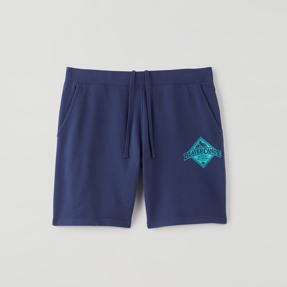Roots 男裝- 海狸獨木舟系列 有機棉毛圈布短褲-藍色