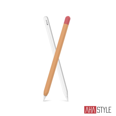 AHAStyle Apple Pencil 第二代專用 矽膠保護筆套 撞色款 橙+紅