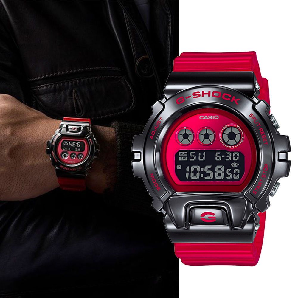 G-SHOCKC紅色街頭風格電子錶 (GM-6900B-4D)