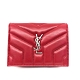YSL Saint Laurent LOULOU系列銀字絎縫小牛皮短夾(紅色) product thumbnail 1