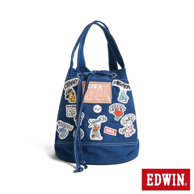 EDWIN BT21徽章水桶包-石洗藍