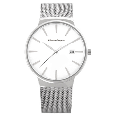 Valentino Coupeau 范倫鐵諾 古柏 時尚極簡設計腕錶【銀色/米蘭/白釘】