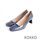 KOKKO簡約金屬飾扣微寬楦方頭跟鞋午夜藍 product thumbnail 1