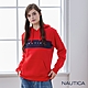 Nautica女裝 品牌LOGO拼接刷毛連帽T恤-紅 product thumbnail 1