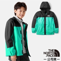 【The North Face】童 輕量防水透氣連帽休閒外套.防風夾克.機能性風衣.風雨衣_8A48-PIN 泉水藍