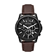 A│X Armani Exchange 溫紳品格三眼計時腕錶-黑X深棕皮帶-AX1732-42mm product thumbnail 1