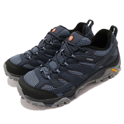 Merrell 戶外鞋 Moab 2 GTX 防水 男鞋 跑鞋 越野 避震 透氣 耐磨 藍 灰 ML12135